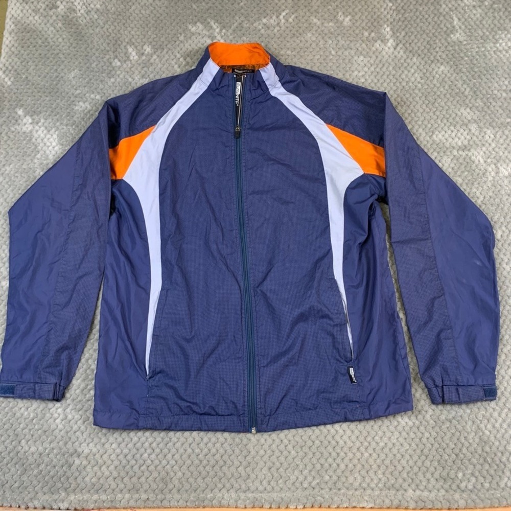 IllumiNite Reflective Running‎ Jacket Mens XL Blue Orange Full Zip Windbreaker